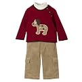 Newborn Boys' BT Kids 3pc Dog Sweater,Top,Pant Set - Red/Khaki