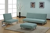 Light Blue Fabric Klik-Klak Sofa Bed Sleeper & Chair