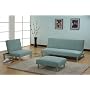 Light Blue Fabric Klik-Klak Sofa Bed Sleeper & Chair