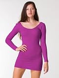 American Apparel Cotton Spandex Jersey Double U-Neck Long Sleeve Mini Dress