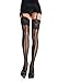 Leg Avenue Women's Black Striped Lace Top Stockings