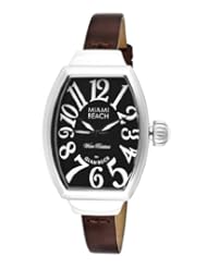 Glam Rock Womens MBD27068 Miami Beach Art Deco Black Dial Brown Leather Watch