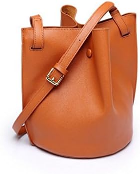 Women Leather Bucket Bag -Four Leaf Clover- with Adjustable Longer Strap Brown