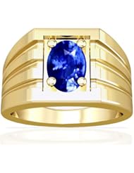 18K Yellow Gold Oval Cut Blue Sapphire Solitaire Ring