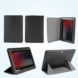 Bear Motion (TM) Premium Case Cover with Stand for Google Nexus 10 inch tablet - BX - Black (Support Auto Wake/Sleep Function)