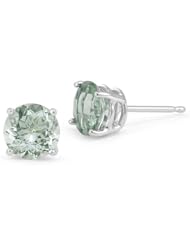 6mm Green Amethyst Stud Earrings in Platinum Screw Back Posts