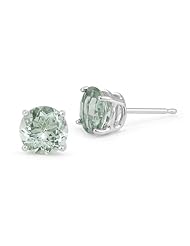 8mm Green Amethyst Stud Earrings in Platinum Push Back Posts