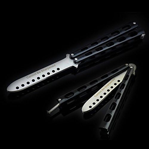 Black Practice BALISONG METAL BUTTERFLY Steel Trainer Dull Knife