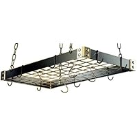 Rogar Black Rectangular Pot Rack with Grid and Chrome Accessories 3-in.