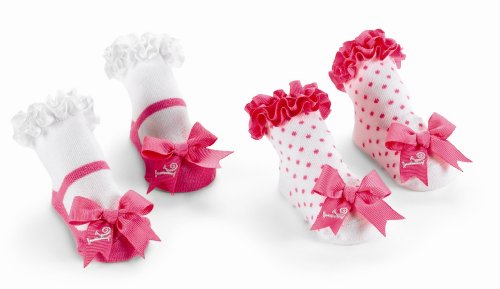Mud Pie Baby Girl Pink Initial Sock Set, 2 Pack Letter S, 0 - 12 Months