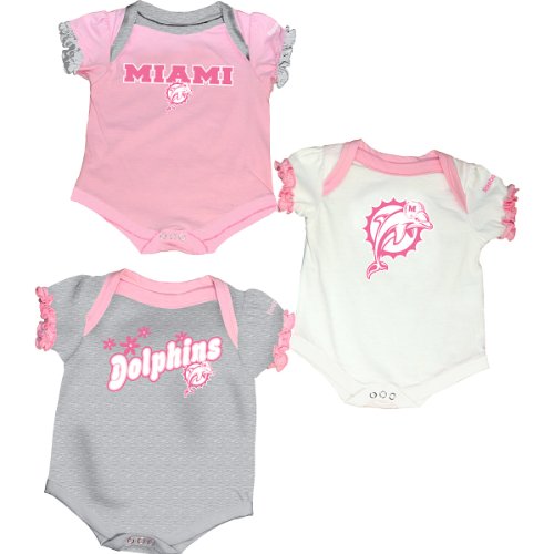 Reebok Miami Dolphins Infant 3-Piece Creeper Set - Pink 0-3 Months