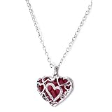 3D Red Heart Love Necklace Accented with Crystal Stones- Lead Compliant