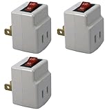 Single Port Power Adapter for outlet with On/Off Switch to be energy saving - 3 Pack