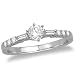 14k White Gold Round Diamond Engagement Ring w/ Baguette and Round Diamond Sidestones (1/3 ct center, 1/2 cttw, G-H Color, SI2-I1 Clarity)