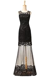 Sexy Sleeveless Round Neck Tulle Lace Sheath Evening Dress 