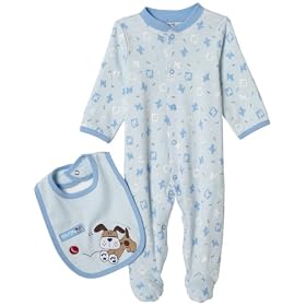 Little Me Layette Footie, Puppy, Blue Print