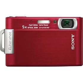 Sony Cybershot DSC-T200 8.1MP Digital Camera with 5x Optical Zoom with Super Steady Shot Image Stabilization (Red)