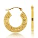 14K Yellow Gold Round Greek Key Hoop Earrings (17 x 17 mm)