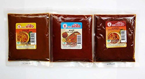 (Pack of 3) Yellow Curry, Massaman Curry, Kang Chu Chee Curry Paste in Vacuum Bag Original From Thailand Fa52