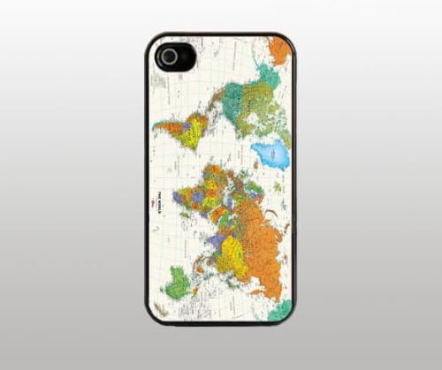 World Map - Case for Apple iPhone 5 - Hard Plastic - Black - Custom Cover - Travel Contires