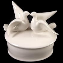 Ceramic Dove Trinket Box Oval