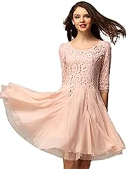 Plus Size Chiffon/Cotton/Polyester Elbow Length Sleeves Beaded Lace  Dress