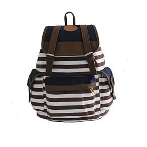 Eforstore New Unisex Canvas Backpack School Bag Vintage Stripe College Laptop Bags Rucksack for Teens Girls Boys Students Outdoor Travel with 1 Pc Eforstore Red Lucky Charms
