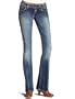 Silver Jeans Juniors' Tuesday Low Rise Boot Cut Jean with Abrassion, Medium Blue, 24X33