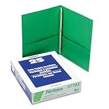 Oxford 57703 Twin Pocket Portfolios with Three Tang Fasteners, Light Green, 25 per Box