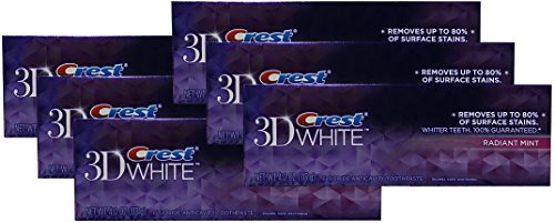 Crest 3d White Radiant Mint Flavor Whitening Toothpaste 4 oz, 6 Pack