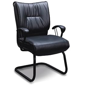 Sleek Contemporary Black Vinyl Office Desk Guest Chair by visiondecor Furniture