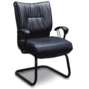 Sleek Contemporary Black Vinyl Office Desk Guest Chair