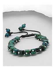 Cotton Waxed Thread Turquoise Bracelet In White Base