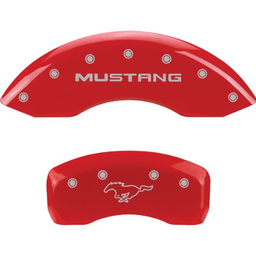 MGP Caliper Covers Ford Mustang 1994 1995 1996 1997 1998 1999 2000 2001 2002 2003 2004 (Licensed Logo, Mustang & Pony) - Red