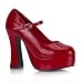 5 Inch Cute High Heel Mary Jane Chunky Heel Platform Pump Red
