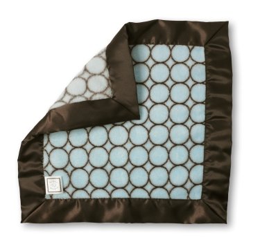 SwaddleDesigns Lovie - Pastel Blue Fuzzy with Brown Mod Circles and Satin