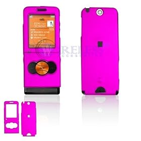 Sony Ericsson W350 Cell Phone Hot Pink Rubber Feel Protective Case Faceplate Cover