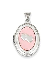 Sterling Silver MOP with 2 Hearts 2 Frame Oval Locket