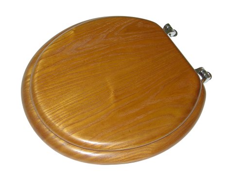 Foremost TSWVG0020 Toilet Seat with Microban Protection and Chrome Hinges, Round, Oak