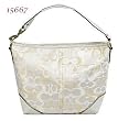 Authentic Coach Optic Signature Sarah Shoulder Tote Bag 15667 White Khaki