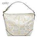 Authentic Coach Optic Signature Sarah Shoulder Tote Bag 15667 White Khaki