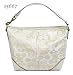 Authentic Coach Optic Signature Sarah Shoulder Tote Bag 15667 White Khaki