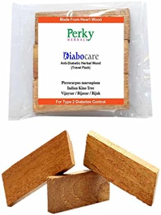#1 Ayurvedic Herb for Sugar Support - Diabocare Pterocarpus Marsupium Wooden Blocks / Indian Kino Tree Heartwood / Vijaysar Wood Pieces / Bijaka (3 Pieces)