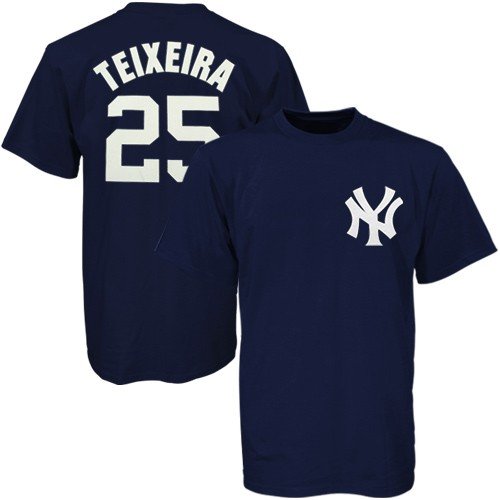 New York Yankees Youth Mark Teixeira Name & Number T-Shirt by Majestic Athletic - Navy Small