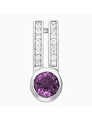 14K White Gold Round Cut Amethyst and Diamond Pendant -- LIFETIME WARRANTY