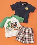Nannette Baby Boy 3-Piece Polo and Plaid Shorts Set