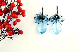 Swarovski Crystal Baroque Pendant Earring - Aquamarine / Light Blue (Anna)