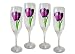 ArtisanStreet's Raspberry Red Parrot Tulip Champagne Flutes. Set of 4. Hand Painted, One of a Kind
