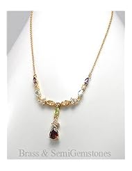White Topaz Necklace In Brass