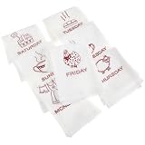 DII Vintage X-Stitch Embroidered Days-of-Week Floursack Dishtowel, Set of 7 by Design Imports